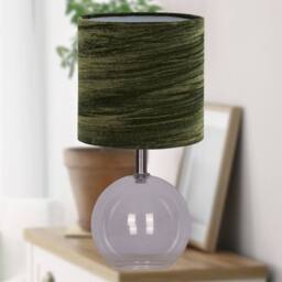 First Choice Lighting Set of 2 Buck - Clear Glass Table Lamps with Dark Green Velvet Shade - thumbnail 4