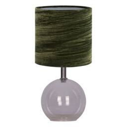 First Choice Lighting Set of 2 Buck - Clear Glass Table Lamps with Dark Green Velvet Shade - thumbnail 2