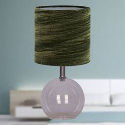 First Choice Lighting Set of 2 Buck - Clear Glass Table Lamps with Dark Green Velvet Shade - thumbnail 5