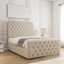 "BSSPOKE Maya Divan Bed Set Plush Velvet 54"" Headboard No Drawers No Mattress in Cream - Size: Double" - thumbnail 3