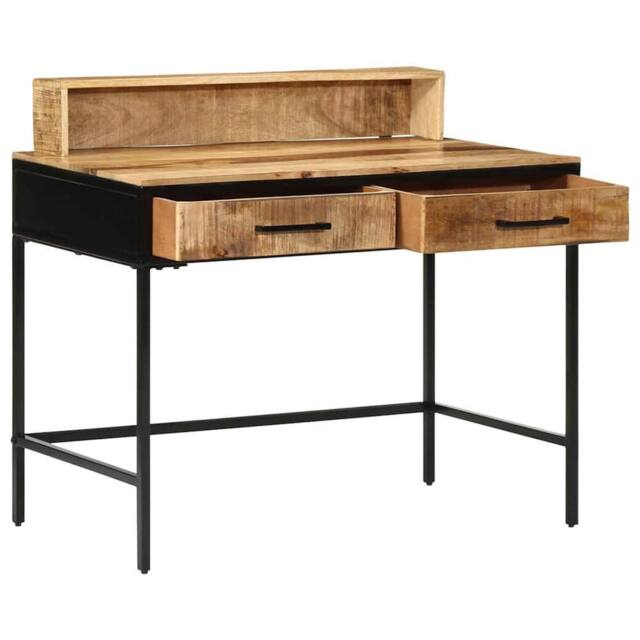 Berkfield Home Console Table 100x55x75 cm Solid Rough Wood Mango in Brown - Size: 100 x 55 x 75 cm - image 1