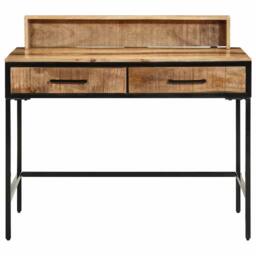 Berkfield Home Console Table 100x55x75 cm Solid Rough Wood Mango in Brown - Size: 100 x 55 x 75 cm - thumbnail 5