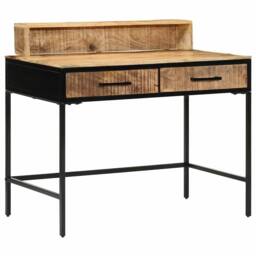 Berkfield Home Console Table 100x55x75 cm Solid Rough Wood Mango in Brown - Size: 100 x 55 x 75 cm - thumbnail 3