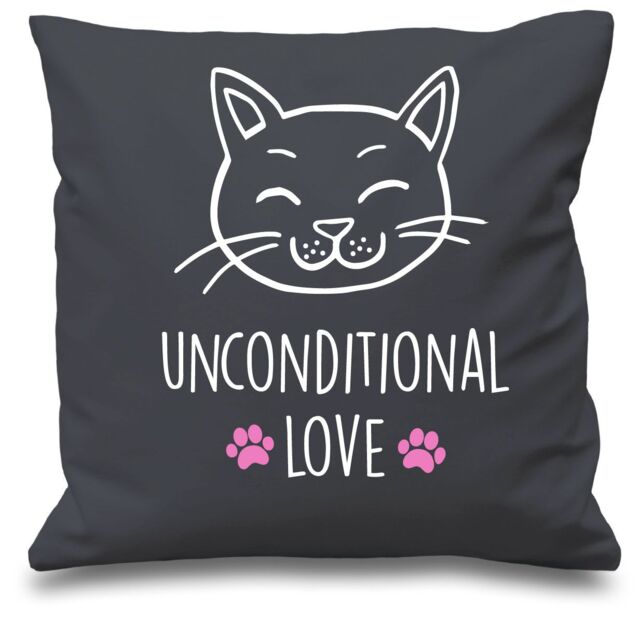 "60 SECOND MAKEOVER Grey Cushion Cover Cat Unconditional Love 16"" x 16"" Mum Friend Gift Decorative - Size: 40 cm x 40 cm"
