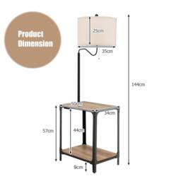 Costway Floor Lamp Bedside Nightstand End Table Lamp W/ End Table & USB Charging Ports - thumbnail 6