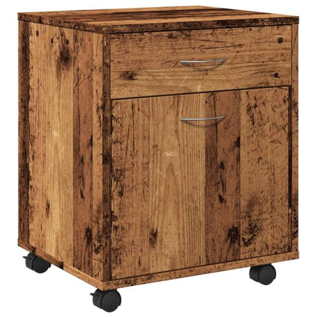 Berkfield Home Rolling Cabinet Old Wood 45x38x54 cm Engineered Wood in Brown - Size: 45 x 38 x 54 cm - image 1