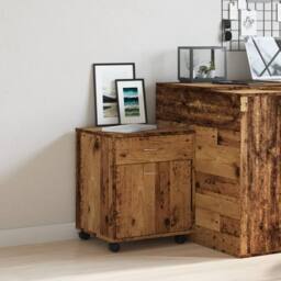Berkfield Home Rolling Cabinet Old Wood 45x38x54 cm Engineered Wood in Brown - Size: 45 x 38 x 54 cm - thumbnail 3