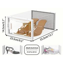 FLAVORA 12 x Stackable Foldable Plastic Shoe Storage in Clear - Size: 500mm - thumbnail 2