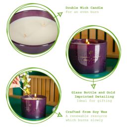 Nicola Spring 350g Cinnamon Orange Soy Wax Candle - Double Wick Festive Jar Gift in Purple - thumbnail 3