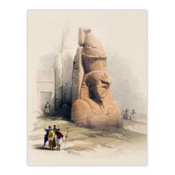 Artery8 David Roberts Framed Wall Art Print Luxor Temple Ramses II Statue in Beige - Size: A4 - thumbnail 3