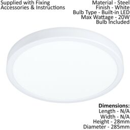 Loops 2 PACK Wall Flush Ceiling Light Colour White Shade White Plastic LED 20W Incl - thumbnail 2
