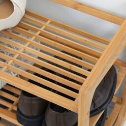 Wyld Haus Naveha Natural Bamboo 3 Tier Shoe Rack Slatted Shelves for 9 Pairs - thumbnail 8