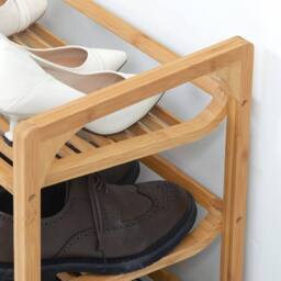 Wyld Haus Naveha Natural Bamboo 3 Tier Shoe Rack Slatted Shelves for 9 Pairs - thumbnail 9
