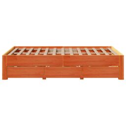 Berkfield Home Bed Frame without Mattress with Drawers Wax Brown 120x190 cm Small Double Solid Wood Pine - thumbnail 5