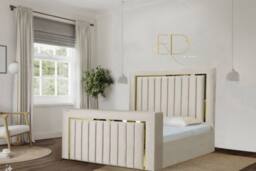 Stratus Interiors Emperor Tv Bed Gold Silver Trim Panel Border - Cream - Size: King - thumbnail 1