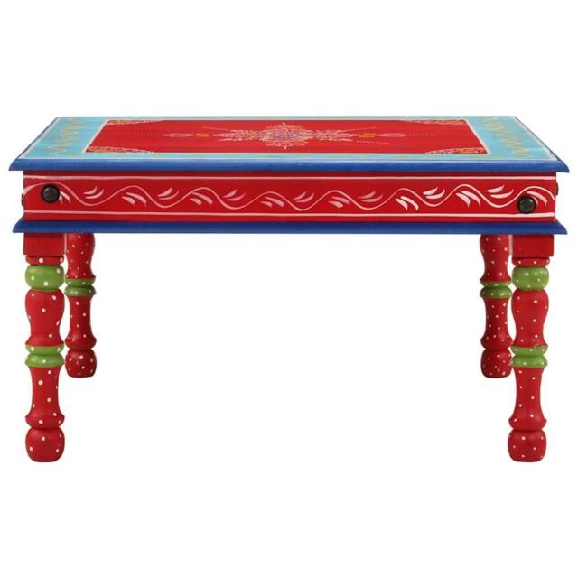 Berkfield Home Coffee Table Red Hand Painted Solid Wood Mango - image 1