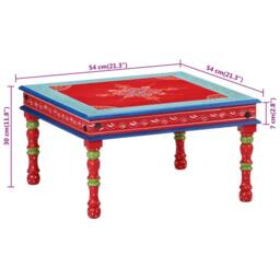 Berkfield Home Coffee Table Red Hand Painted Solid Wood Mango - thumbnail 7