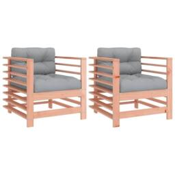 Berkfield Home Garden Chairs with Cushions 2 pcs Solid Wood Douglas in Light Brown - thumbnail 1