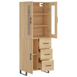 Berkfield Home Highboard Sonoma Oak 69.5x34x180 cm Engineered Wood in Light Brown - thumbnail 4