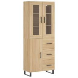 Berkfield Home Highboard Sonoma Oak 69.5x34x180 cm Engineered Wood in Light Brown - thumbnail 3