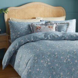 Wylder Solene Ruffle Matte Velvet Cushion in Blue - Size: 45 cm x 45 cm - thumbnail 5