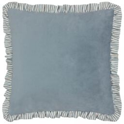 Wylder Solene Ruffle Matte Velvet Cushion in Blue - Size: 45 cm x 45 cm - thumbnail 2
