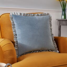 Wylder Solene Ruffle Matte Velvet Cushion in Blue - Size: 45 cm x 45 cm - thumbnail 1