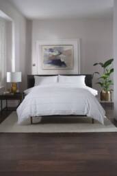 The Lyndon Company On The Line Stripe 100% Cotton Tufted Supersoft Duvet Cover Set - Deyongs 1846 in White - Size: Double - thumbnail 1
