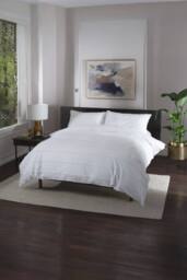 The Lyndon Company On The Line Stripe 100% Cotton Tufted Supersoft Duvet Cover Set - Deyongs 1846 in White - Size: Double - thumbnail 2