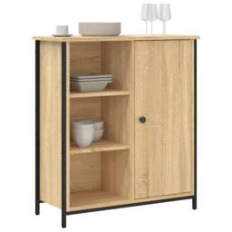 Berkfield Home Sideboard Sonoma Oak 70x30x80 cm Engineered Wood in Light Tan - Size: 70 x 30 x 80 cm - thumbnail 3