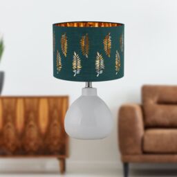 First Choice Lighting Tuscan - White Ceramic Lamp with Dark Green Fern Shade - thumbnail 5