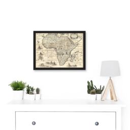 Artery8 Map Antique Continental Africa Bertius Vintage Cartography A4 Artwork Framed Wall Art Print in Black - thumbnail 2