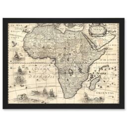 Artery8 Map Antique Continental Africa Bertius Vintage Cartography A4 Artwork Framed Wall Art Print in Black - thumbnail 1