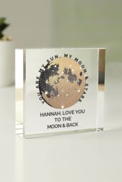 Personalised Memento Company Personalised You Are My Sun My Moon Crystal Token in Clear - thumbnail 4