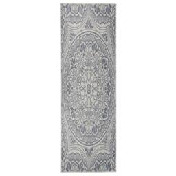 Berkfield Home Outdoor Flatweave Rug 80x250 cm Blue Pattern - Size: 100 cm diameter - thumbnail 2