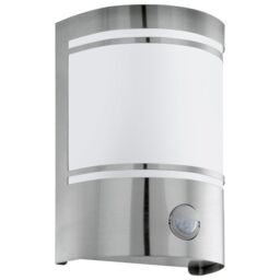 Loops IP44 Outdoor Wall Light & PIR Motion Sensor Stainless Steel 1 x 40W E27 Bulb in Metallics