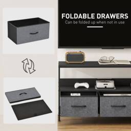 VOGREX Black TV Console 3 Foldable Linen Drawers - thumbnail 3