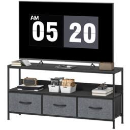 VOGREX Black TV Console 3 Foldable Linen Drawers