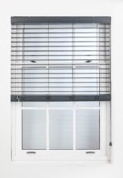 Furnished Dark Grey Faux Wood Venetian Blind - 50mm Slats String Window Blinds for Home & Office - Size: 50 cm width x 150 cm drop - thumbnail 2