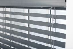Furnished Dark Grey Faux Wood Venetian Blind - 50mm Slats String Window Blinds for Home & Office - Size: 50 cm width x 150 cm drop - thumbnail 5