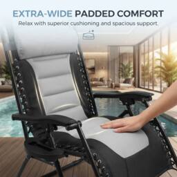 Alivio Set of 2 Padded Gravity Chairs with Cup & Mobile Holder (Black) in Black - thumbnail 8