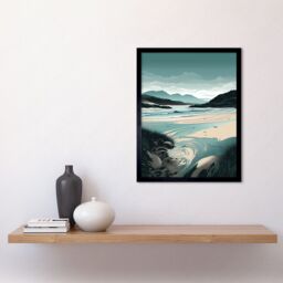"Artery8 Wall Art Print Luskentyre Sands Coastal Landscape Art Framed in Black - Size: W12"" x H16""" - thumbnail 2