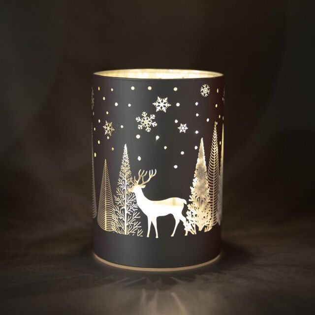 Shatchi 14cm Christmas Decorated Vase Led Silver Glass Vase / Forest - image 1