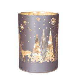 Shatchi 14cm Christmas Decorated Vase Led Silver Glass Vase / Forest - thumbnail 5