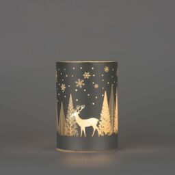 Shatchi 14cm Christmas Decorated Vase Led Silver Glass Vase / Forest - thumbnail 2