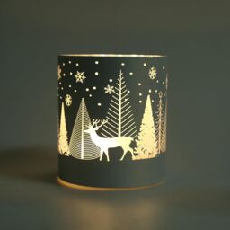 Shatchi 14cm Christmas Decorated Vase Led Silver Glass Vase / Forest - thumbnail 4