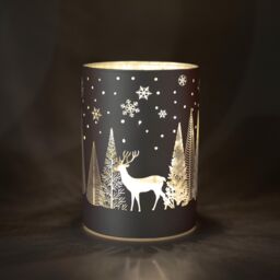 Shatchi 14cm Christmas Decorated Vase Led Silver Glass Vase / Forest