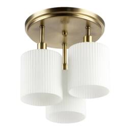 Happy Homewares Designer Semi Flush Ceiling Light with Fluted Opal Glass Shades in Metallic Gold - thumbnail 4