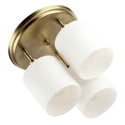 Happy Homewares Designer Semi Flush Ceiling Light with Fluted Opal Glass Shades in Metallic Gold - thumbnail 5