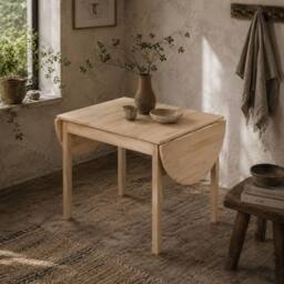 Wyld Haus Fico Pine Drop Leaf Dining Table Natural Wood Seats 4 - 6